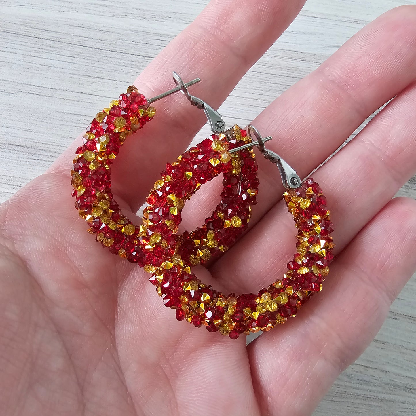 Red & Gold Chunky Glitter Hoops