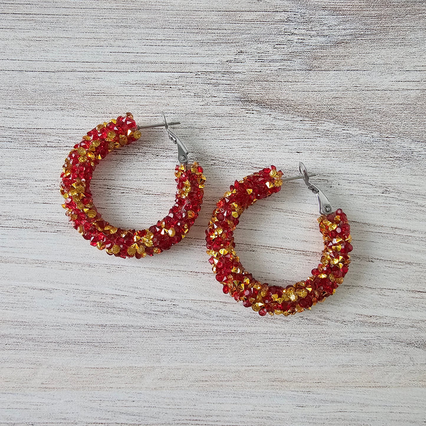 Red & Gold Chunky Glitter Hoops