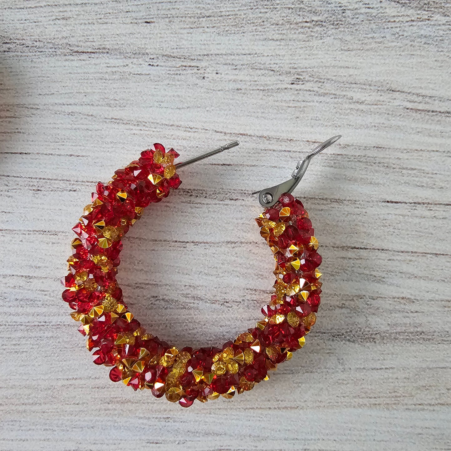 Red & Gold Chunky Glitter Hoops