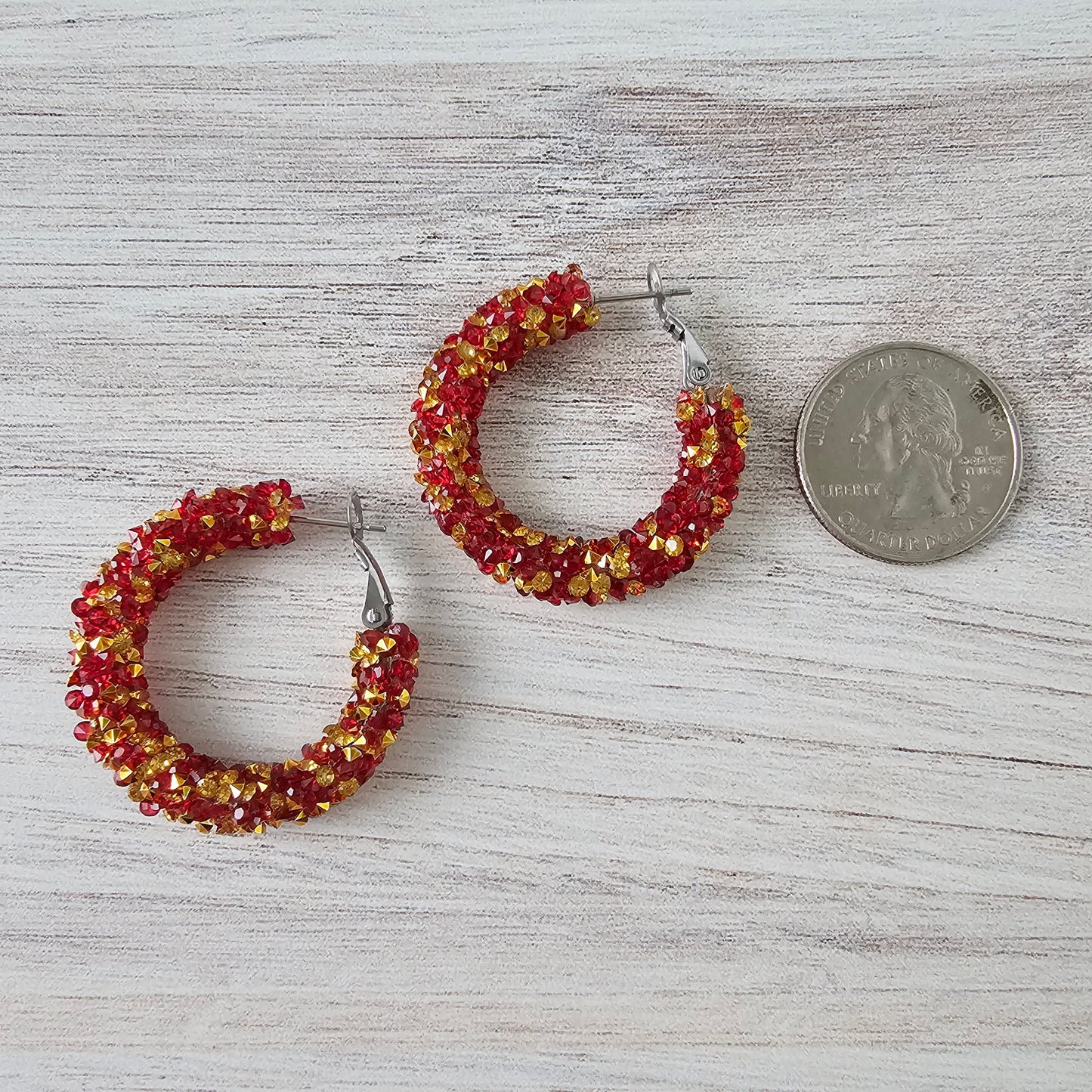 Red & Gold Chunky Glitter Hoops