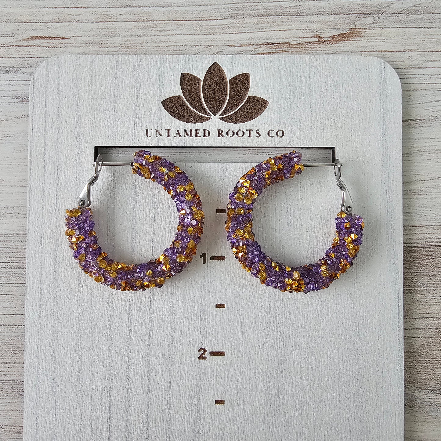 Purple & Gold Chunky Glitter Hoops