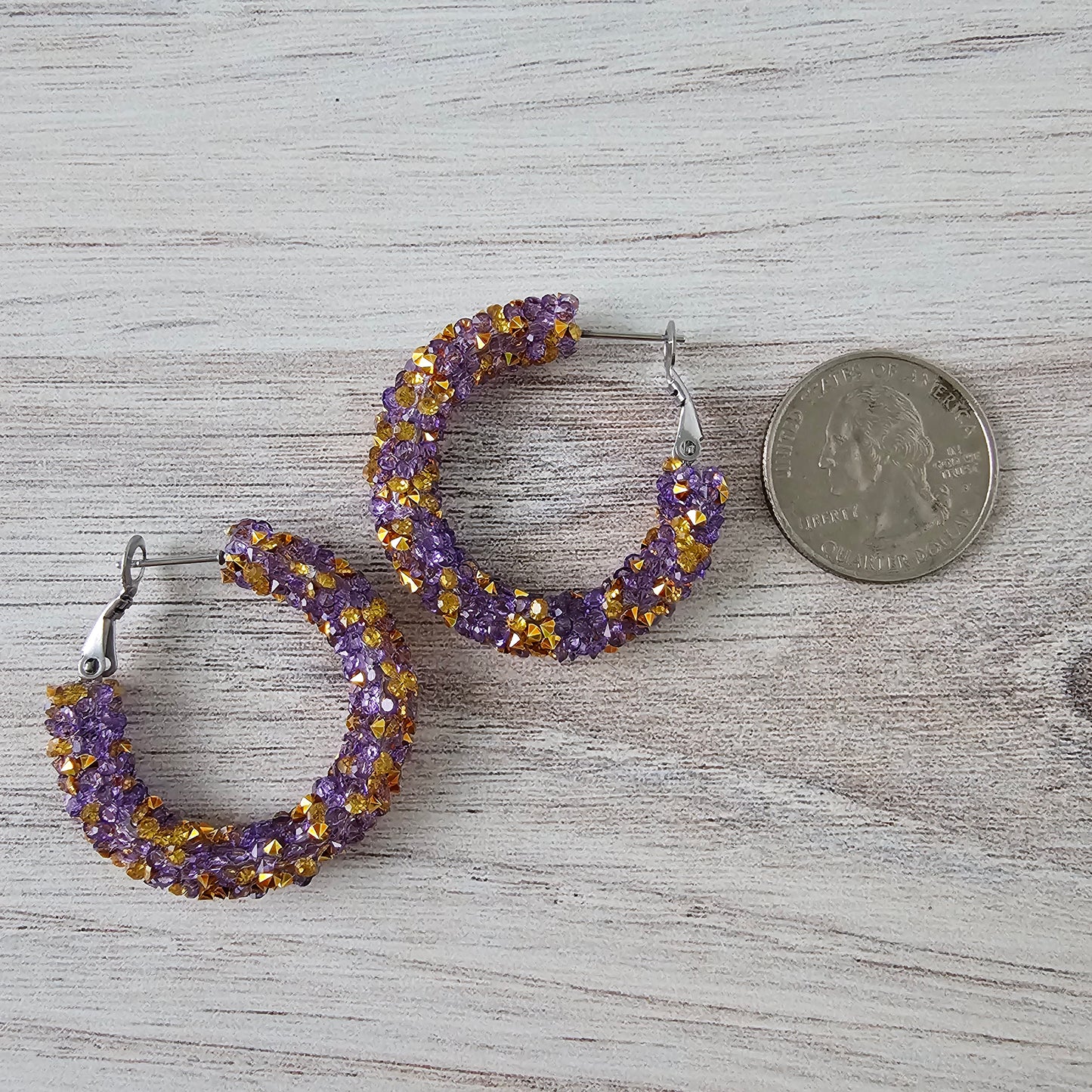 Purple & Gold Chunky Glitter Hoops