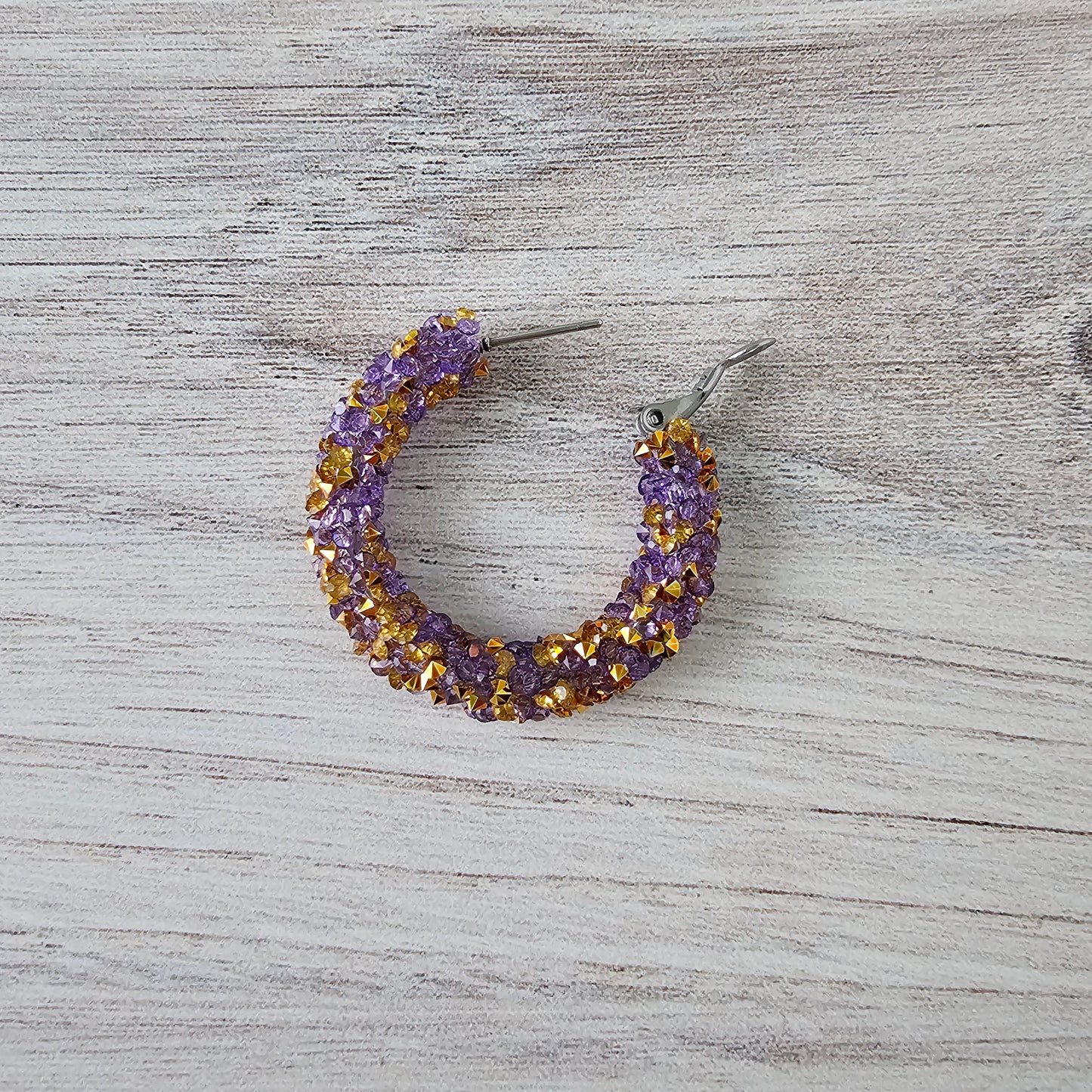 Purple & Gold Chunky Glitter Hoops