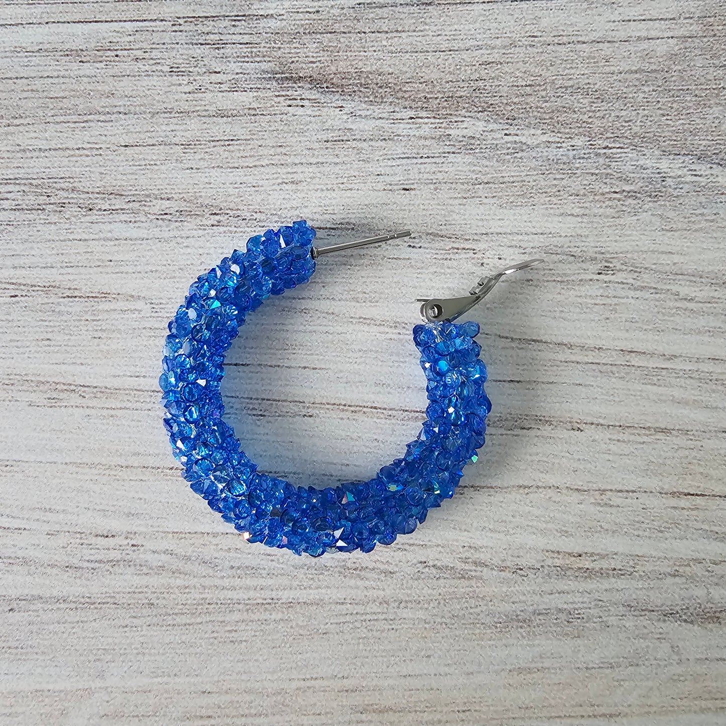 Blue & White Mismatched Chunky Glitter Hoops