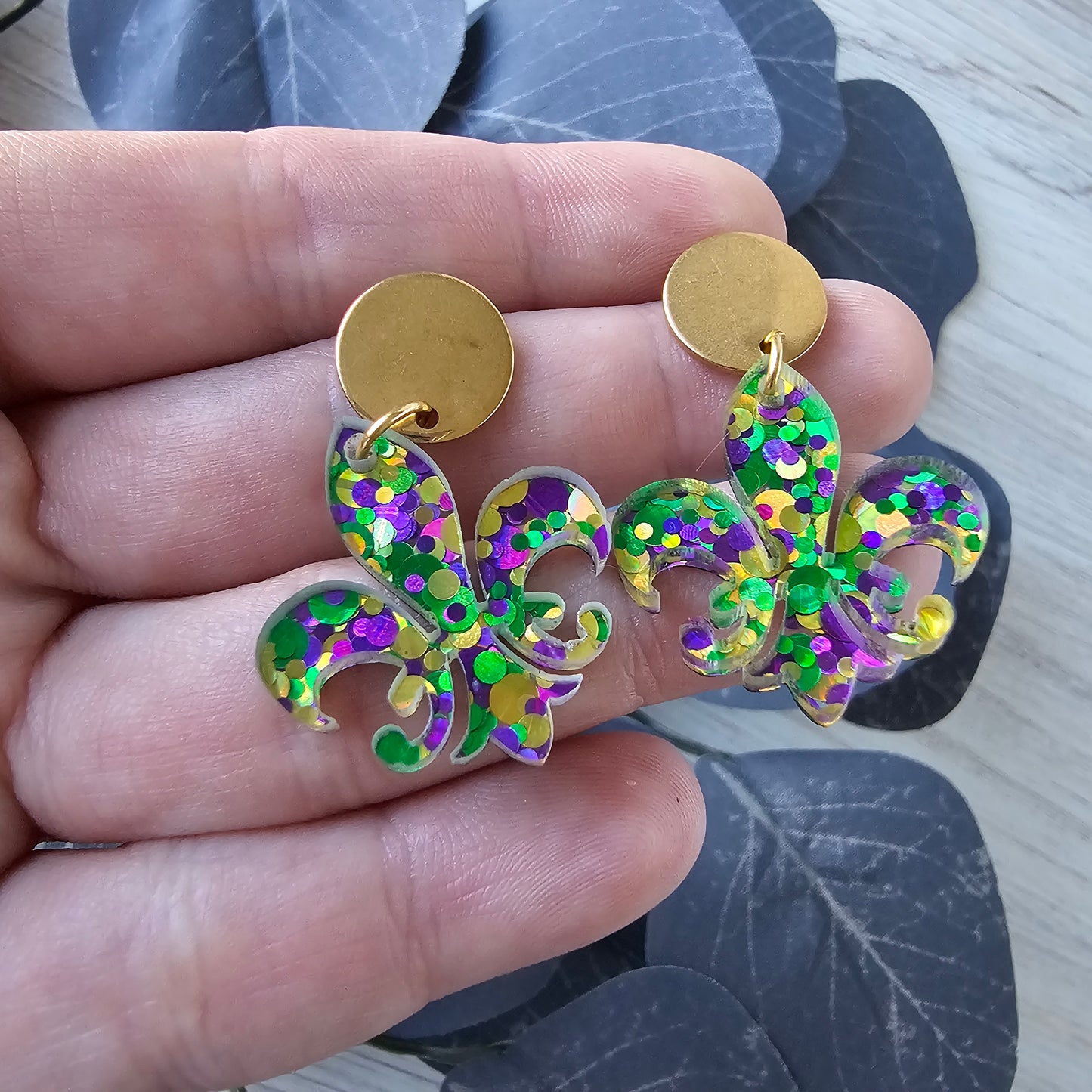 Fleur-de-lis Mardi Gras Earrings