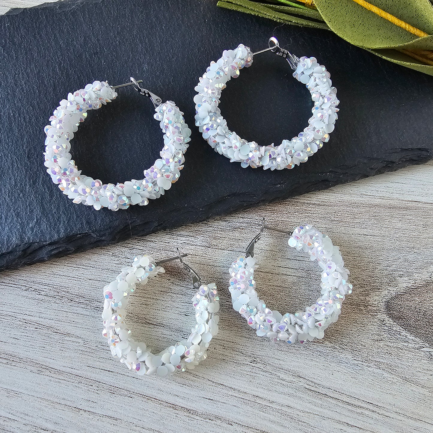 White Super Chunky Glitter Hoop