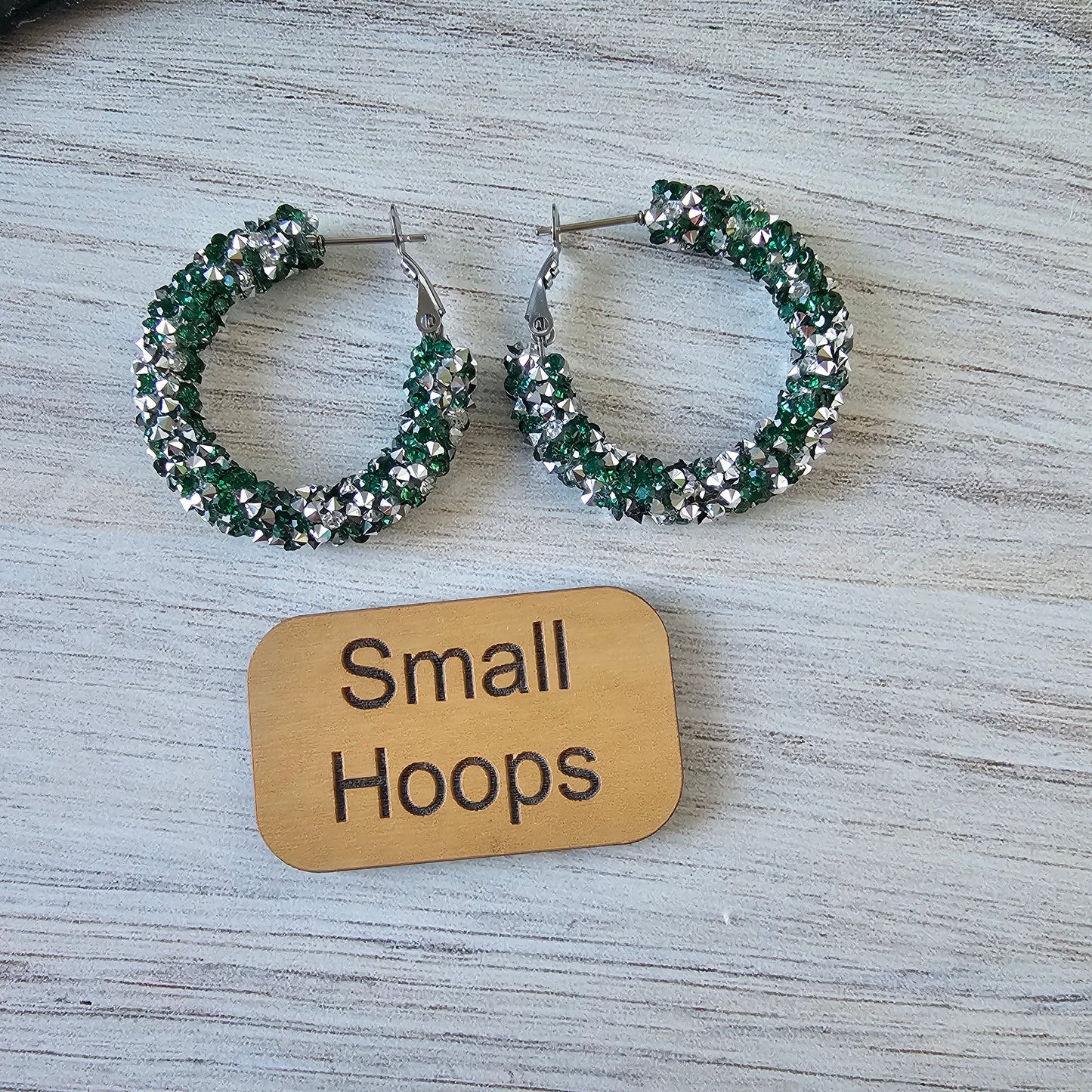 Green & Silver Chunky Glitter Hoops