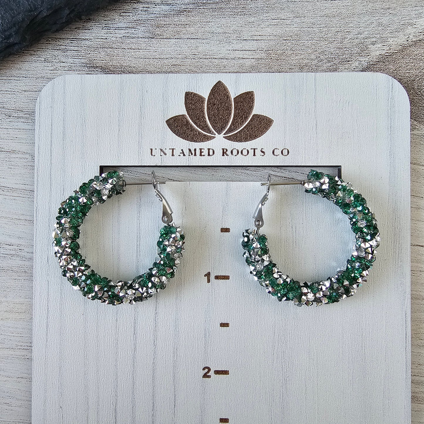 Green & Silver Chunky Glitter Hoops