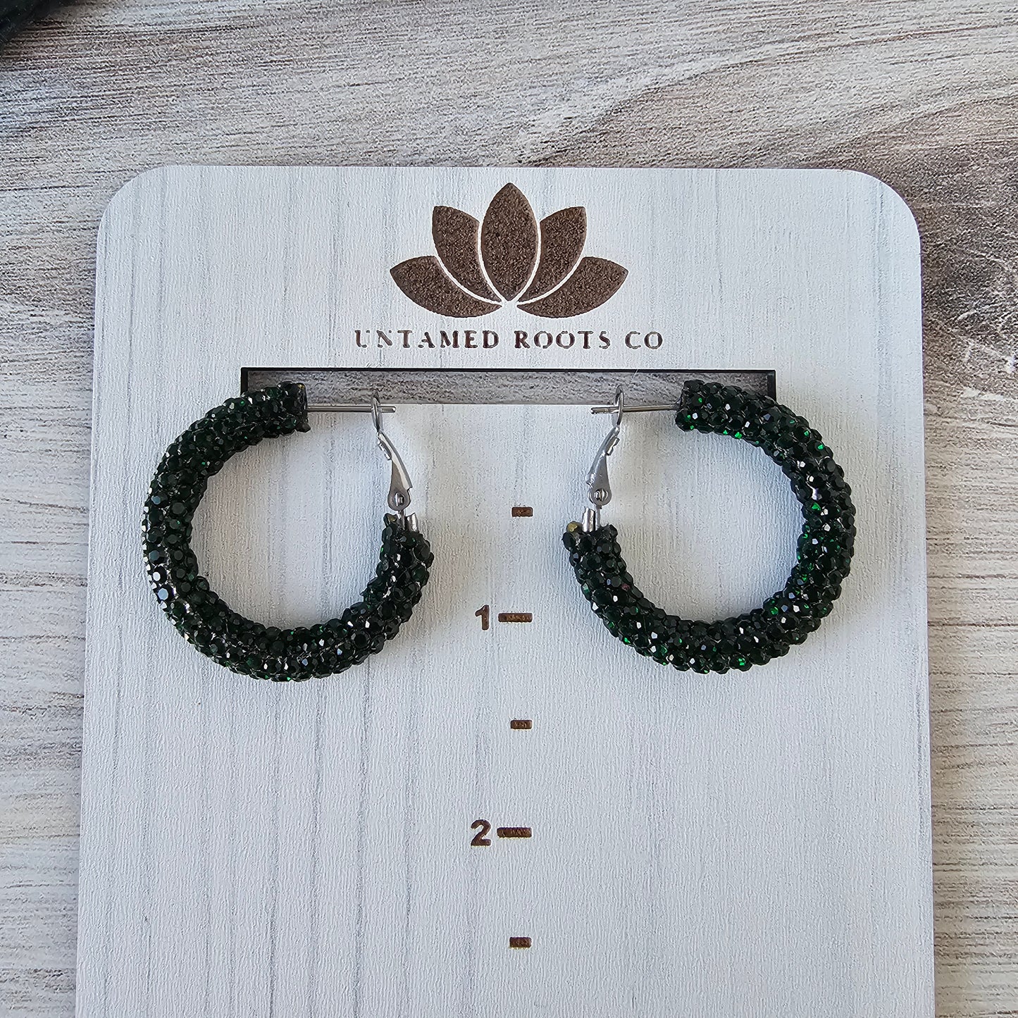 Forest Green Rhinestone Hoops