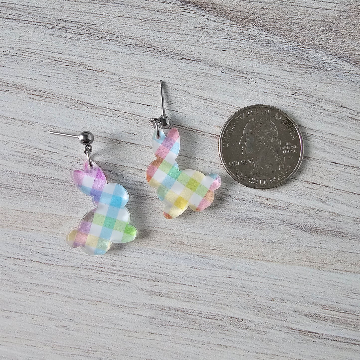 Pastel Plaid Bunny Earrings