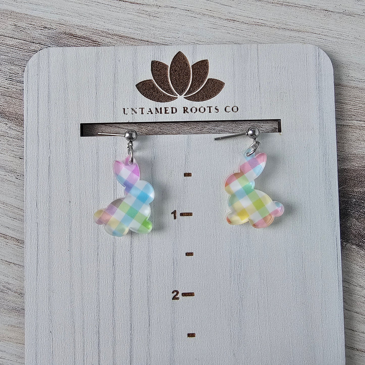 Pastel Plaid Bunny Earrings