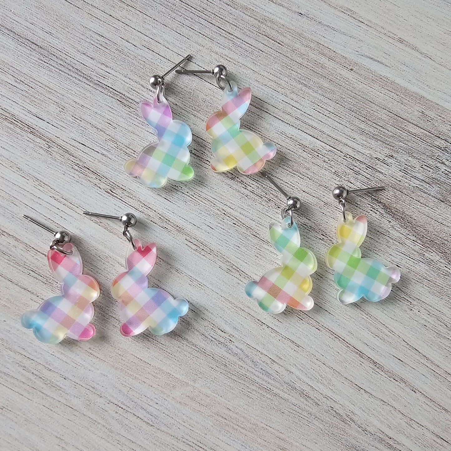 Pastel Plaid Bunny Earrings