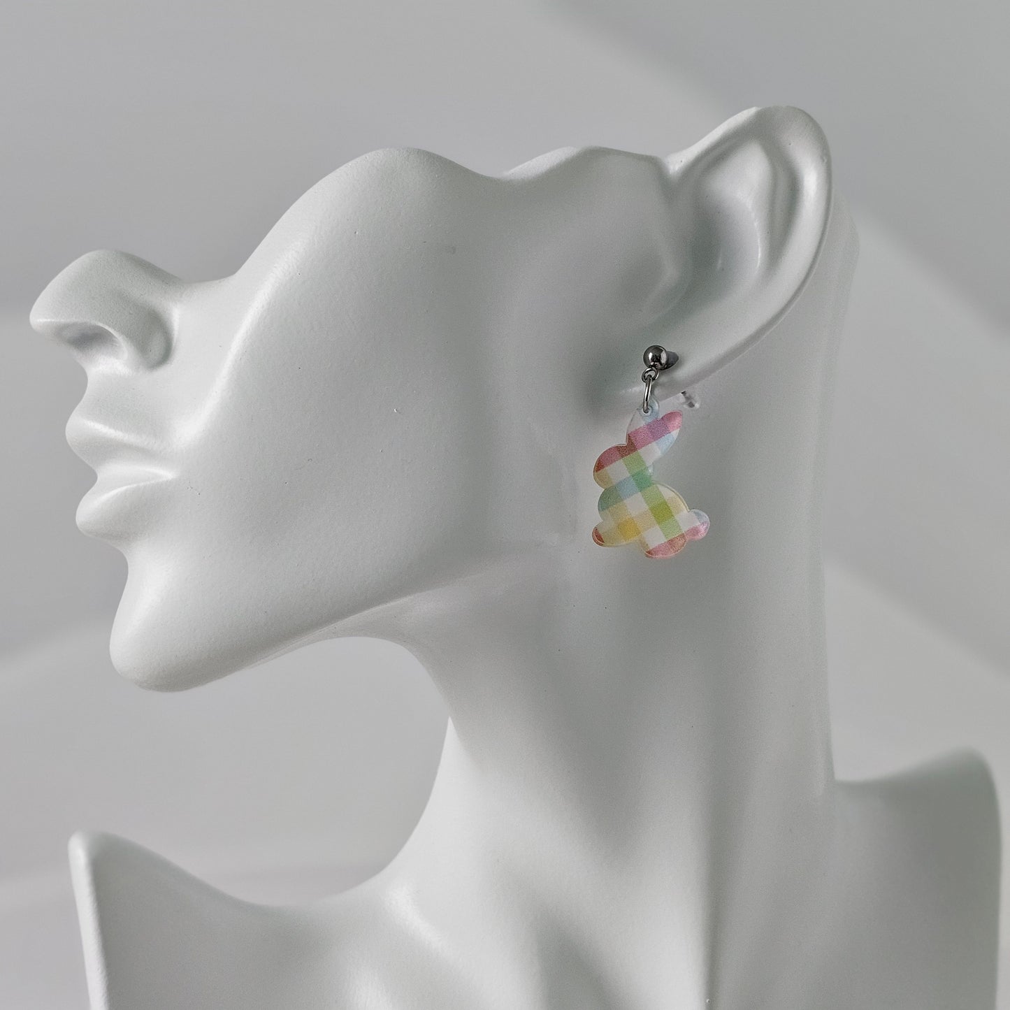 Pastel Plaid Bunny Earrings