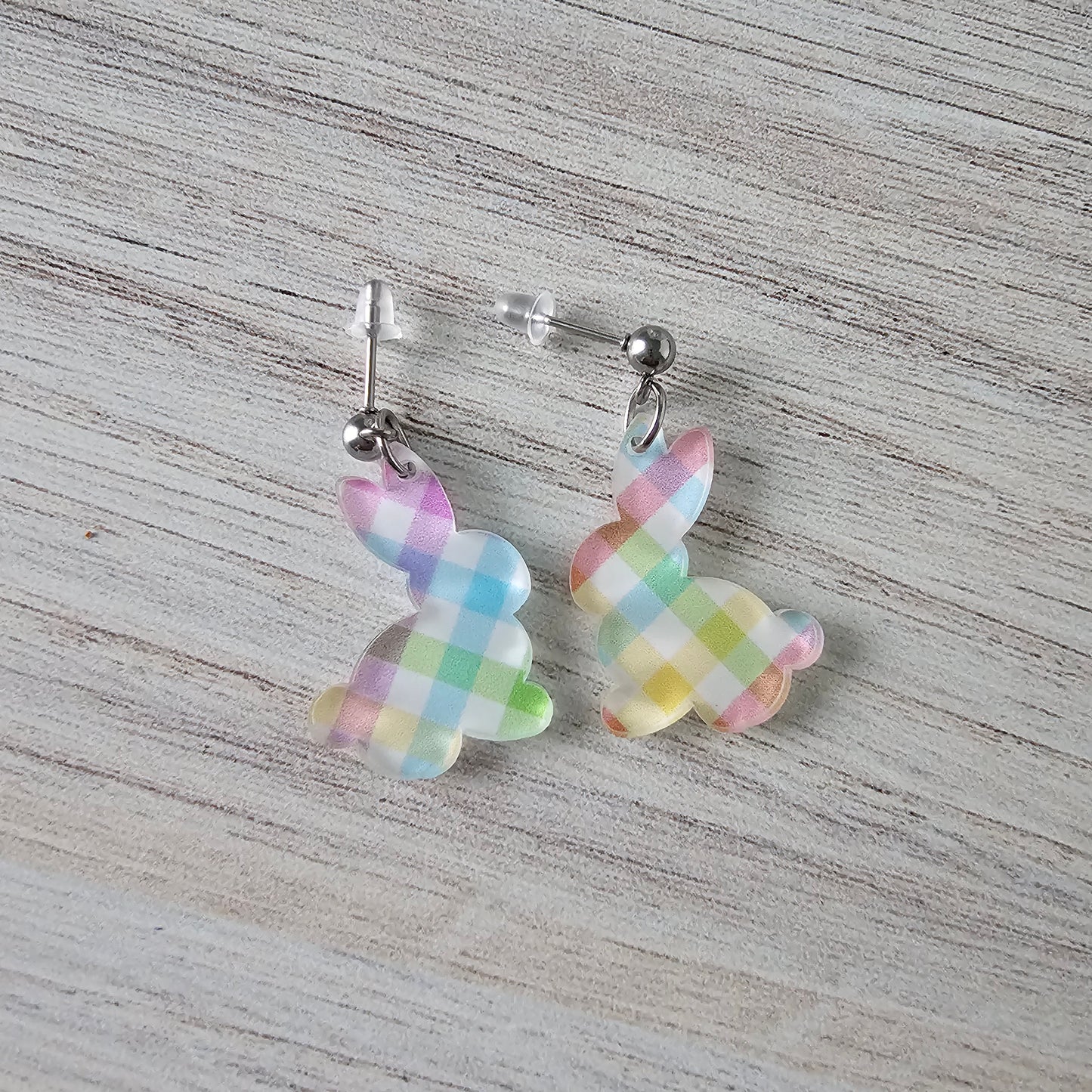 Pastel Plaid Bunny Earrings