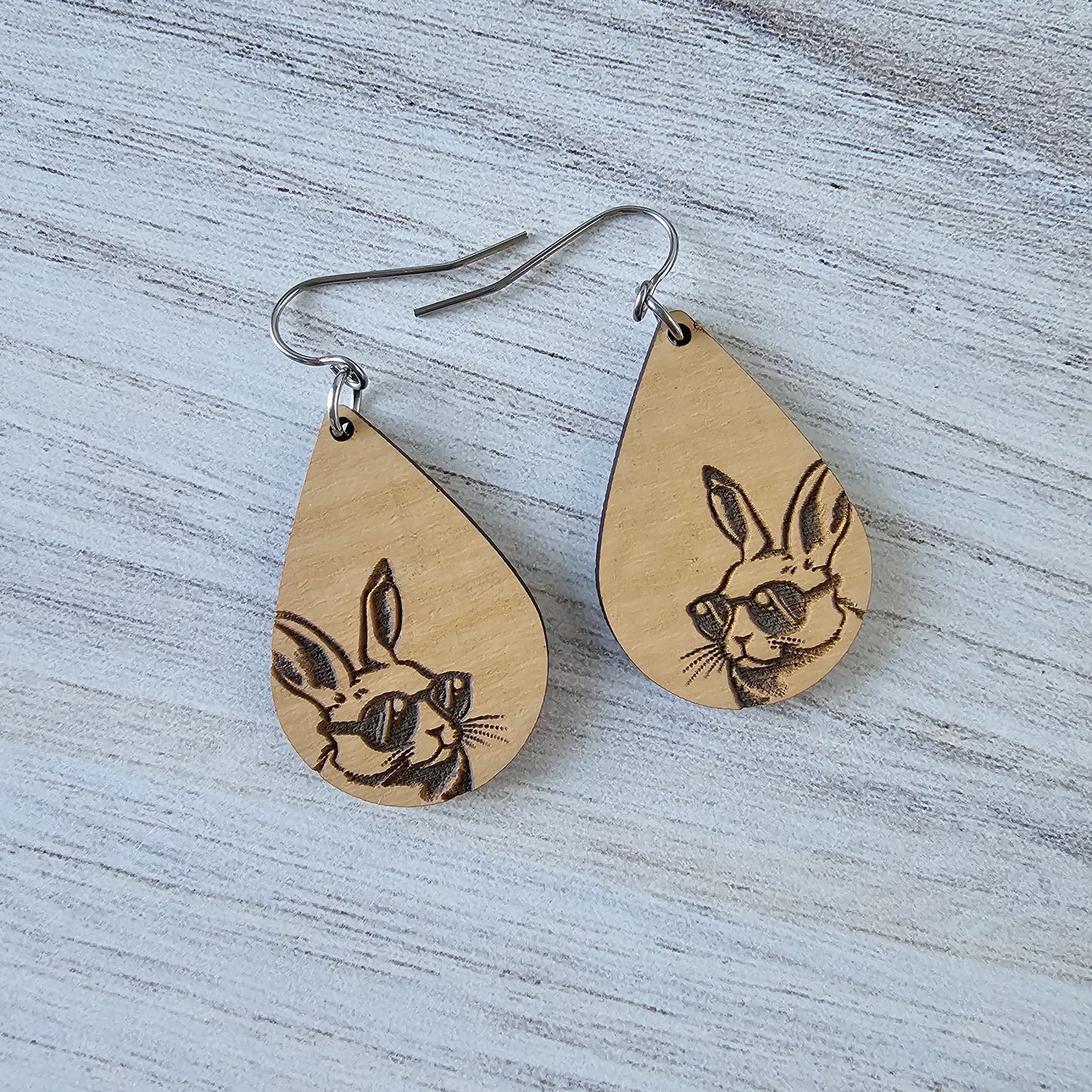 Wooden Bun-ye Bunny Earrings