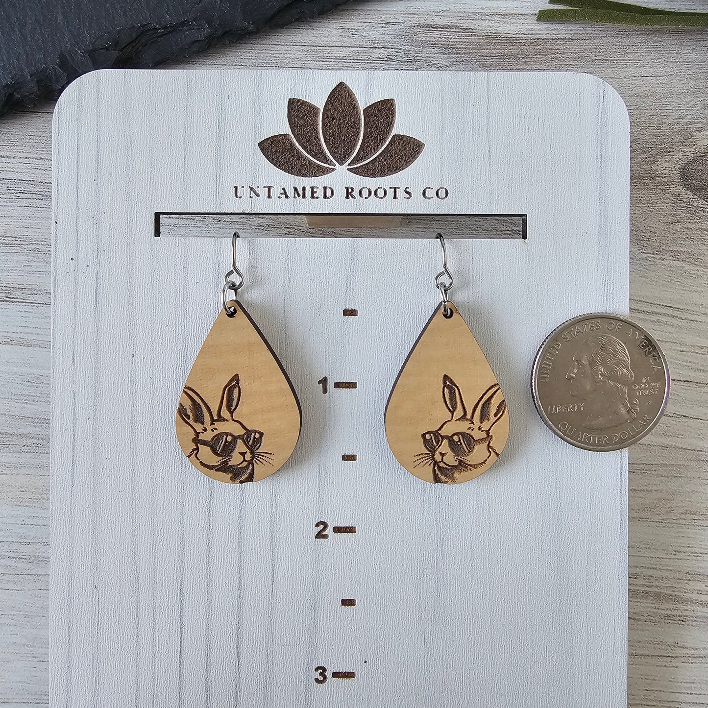 Wooden Bun-ye Bunny Earrings