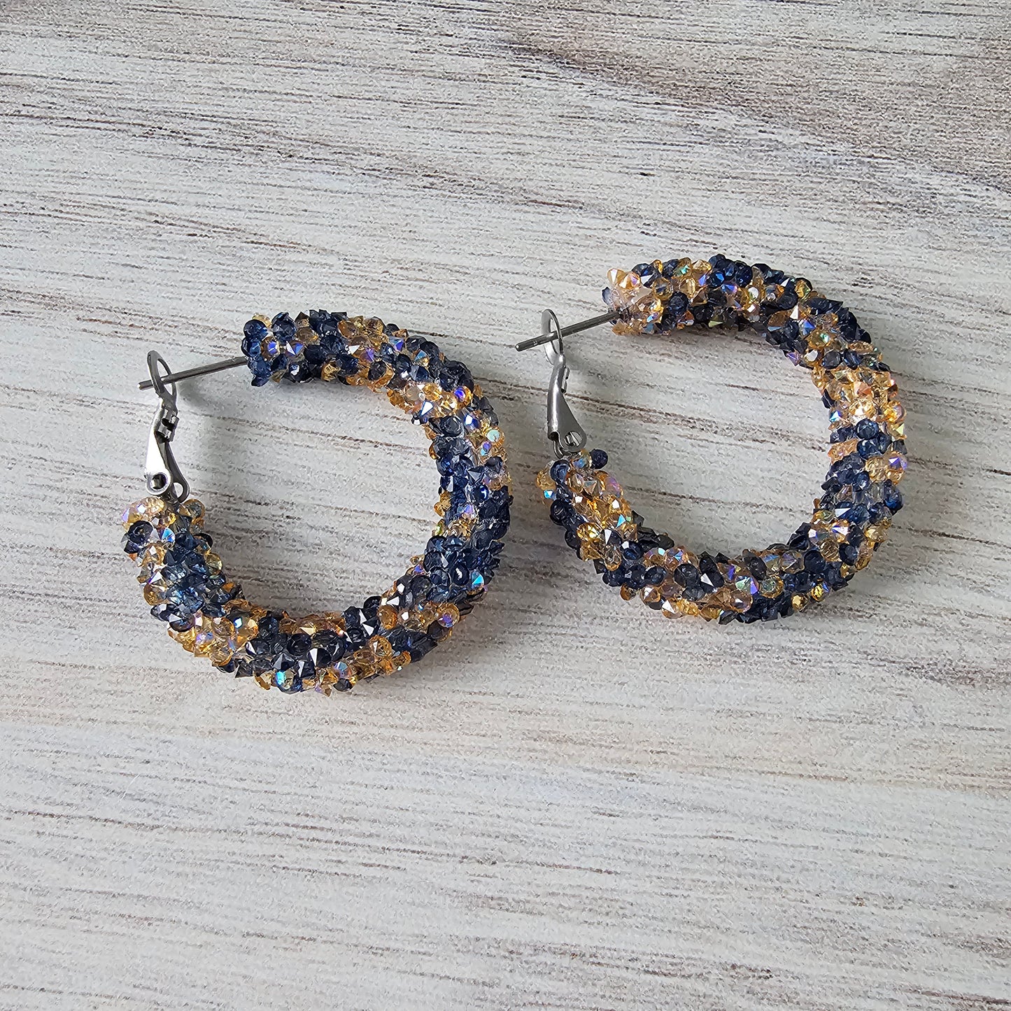 Blue & Yellow Chunky Glitter Hoops