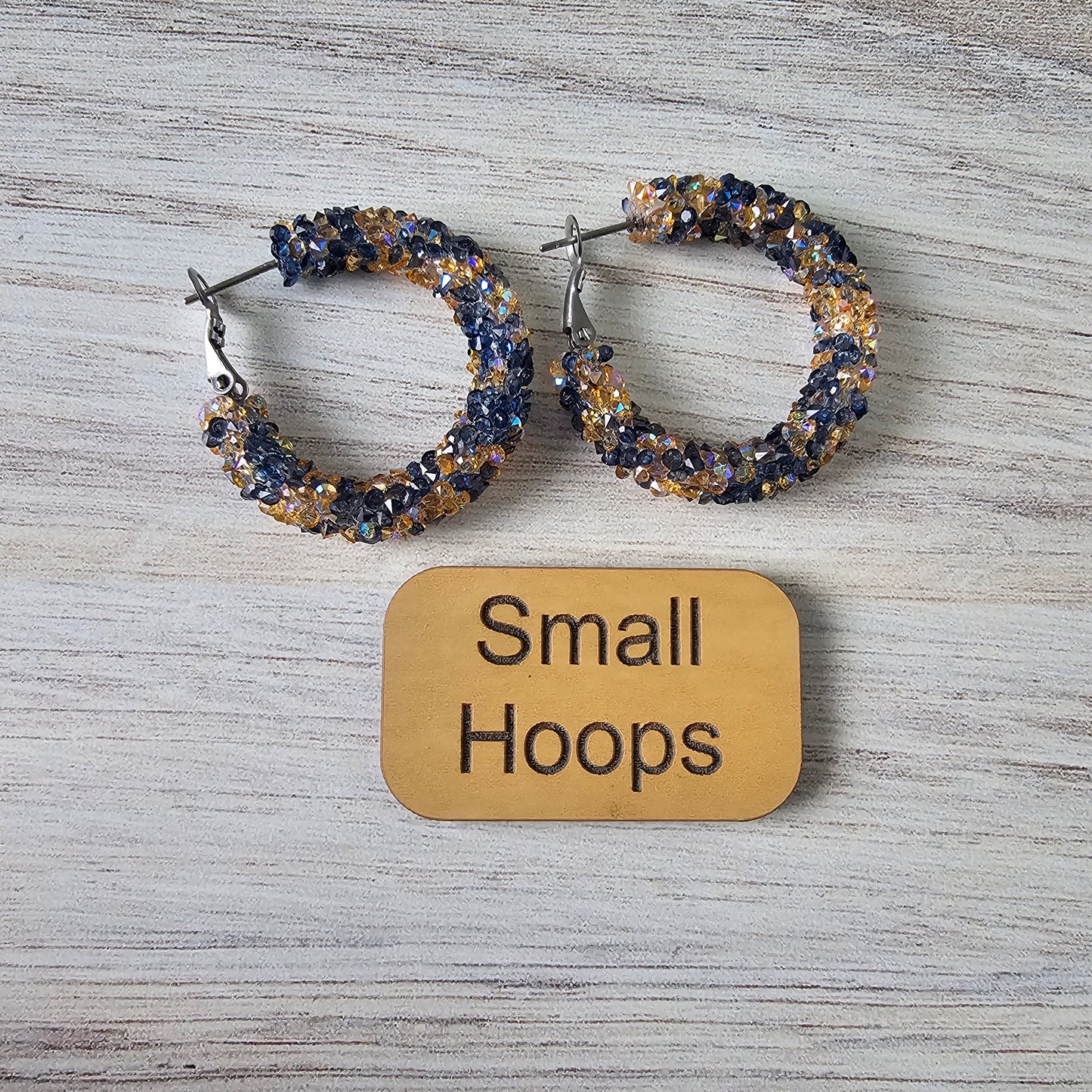 Blue & Yellow Chunky Glitter Hoops