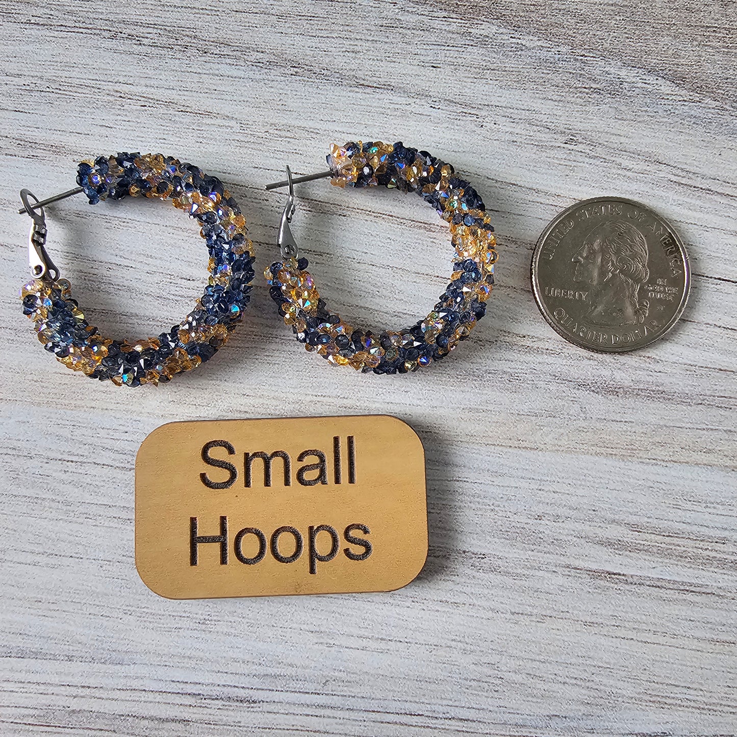 Blue & Yellow Chunky Glitter Hoops