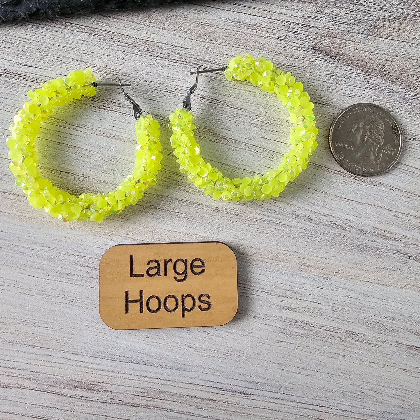 Neon Yellow Super Chunky Glitter Hoops (2 sizes)