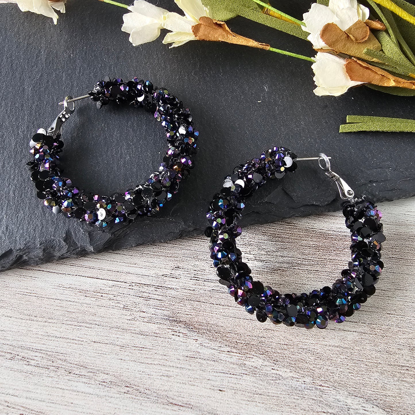 Black Super Chunky Glitter Hoop