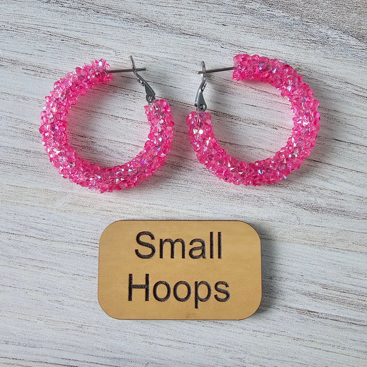 Hot Pink Chunky Glitter Hoops