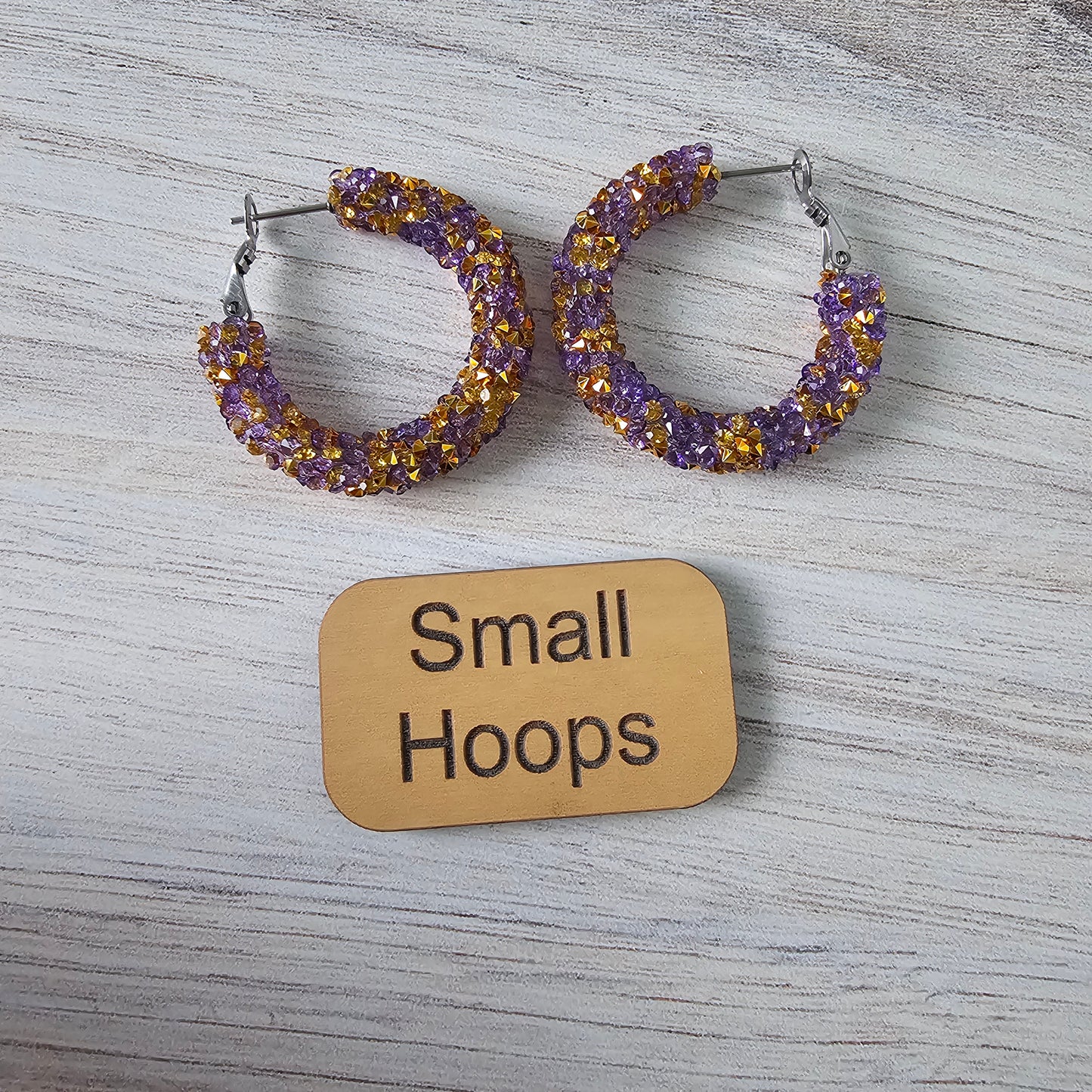 Purple & Gold Chunky Glitter Hoops