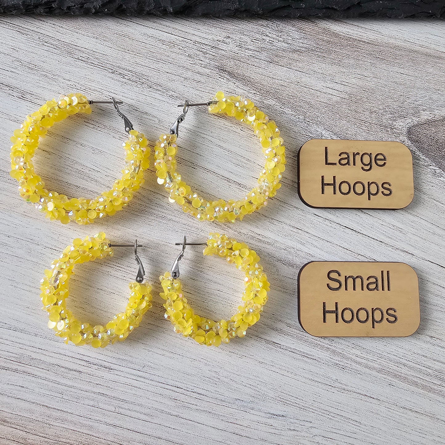 Yellow Super Chunky Glitter Hoops