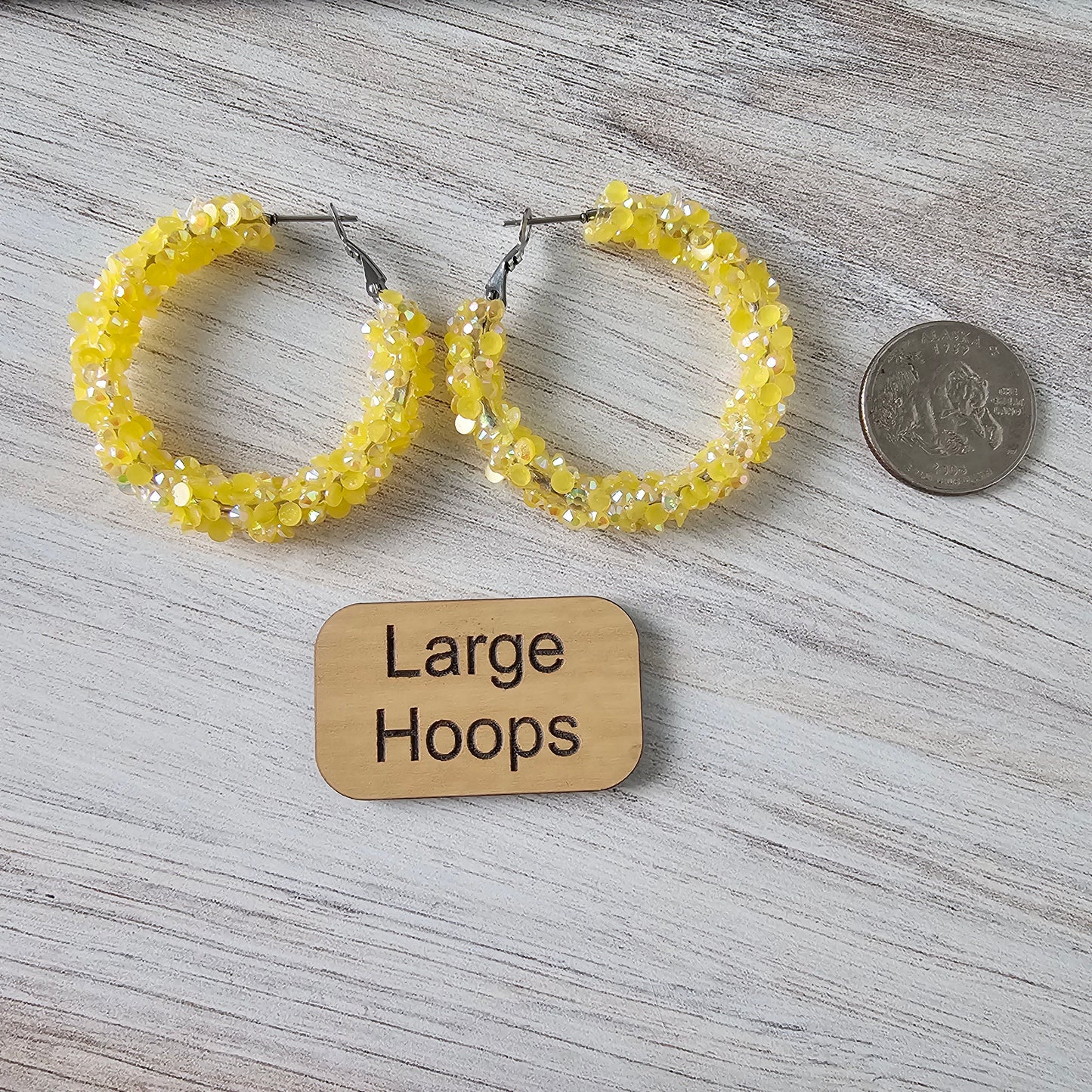 Yellow Super Chunky Glitter Hoops (2 sizes)