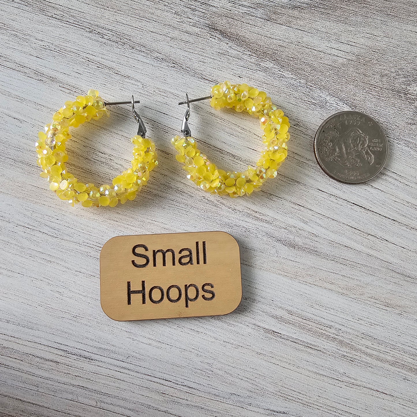 Yellow Super Chunky Glitter Hoops