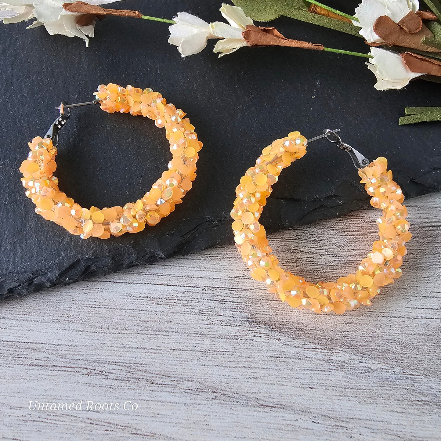 Light Orange Super Chunky Glitter Hoops (2 sizes)