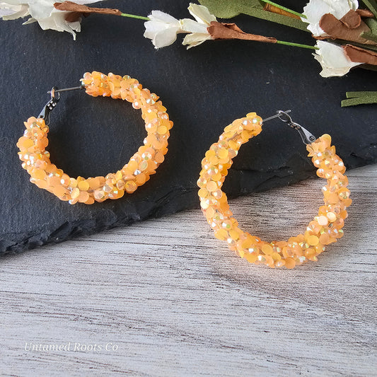 Light Orange Super Chunky Glitter Hoops