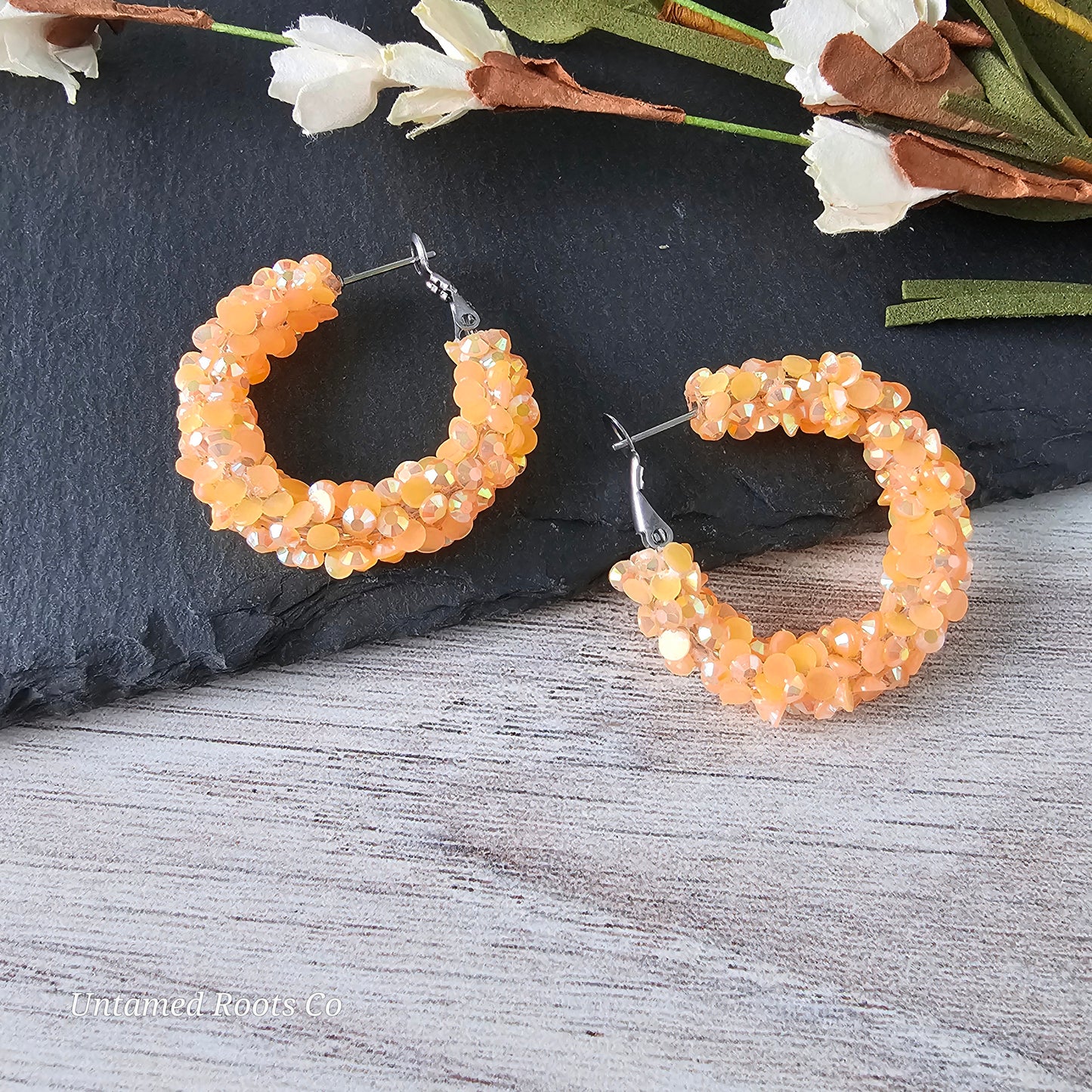 Light Orange Super Chunky Glitter Hoops