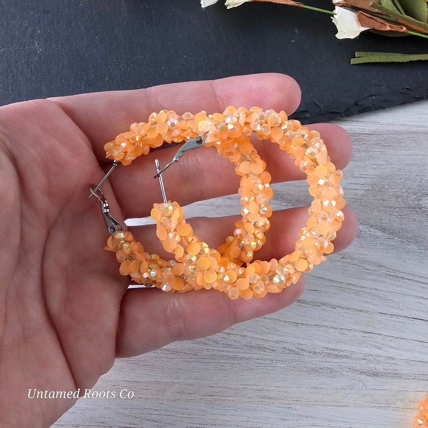 Light Orange Super Chunky Glitter Hoops