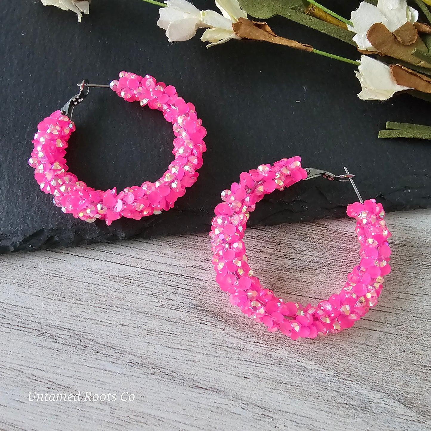 Hot Pink Super Chunky Glitter Hoops (3 sizes)