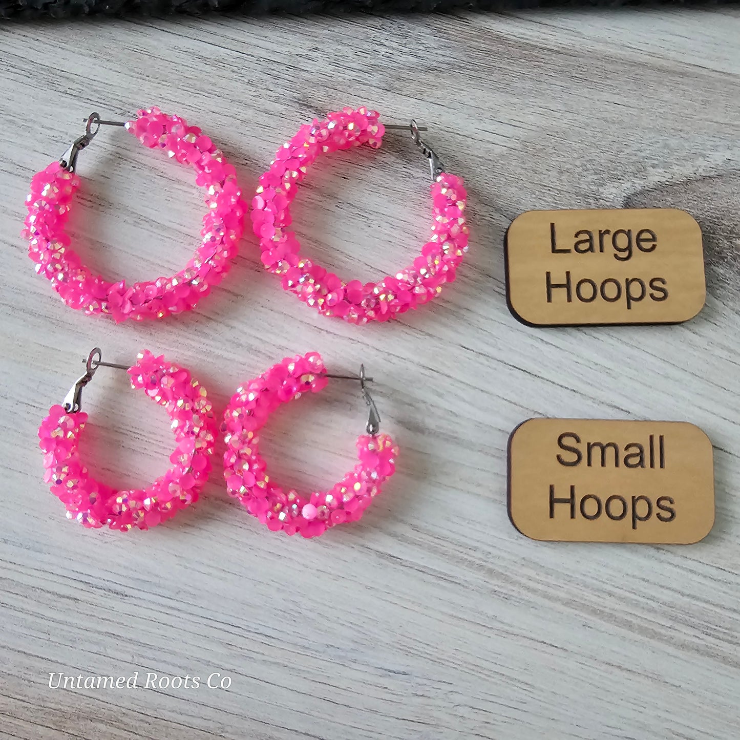 Hot Pink Super Chunky Glitter Hoops