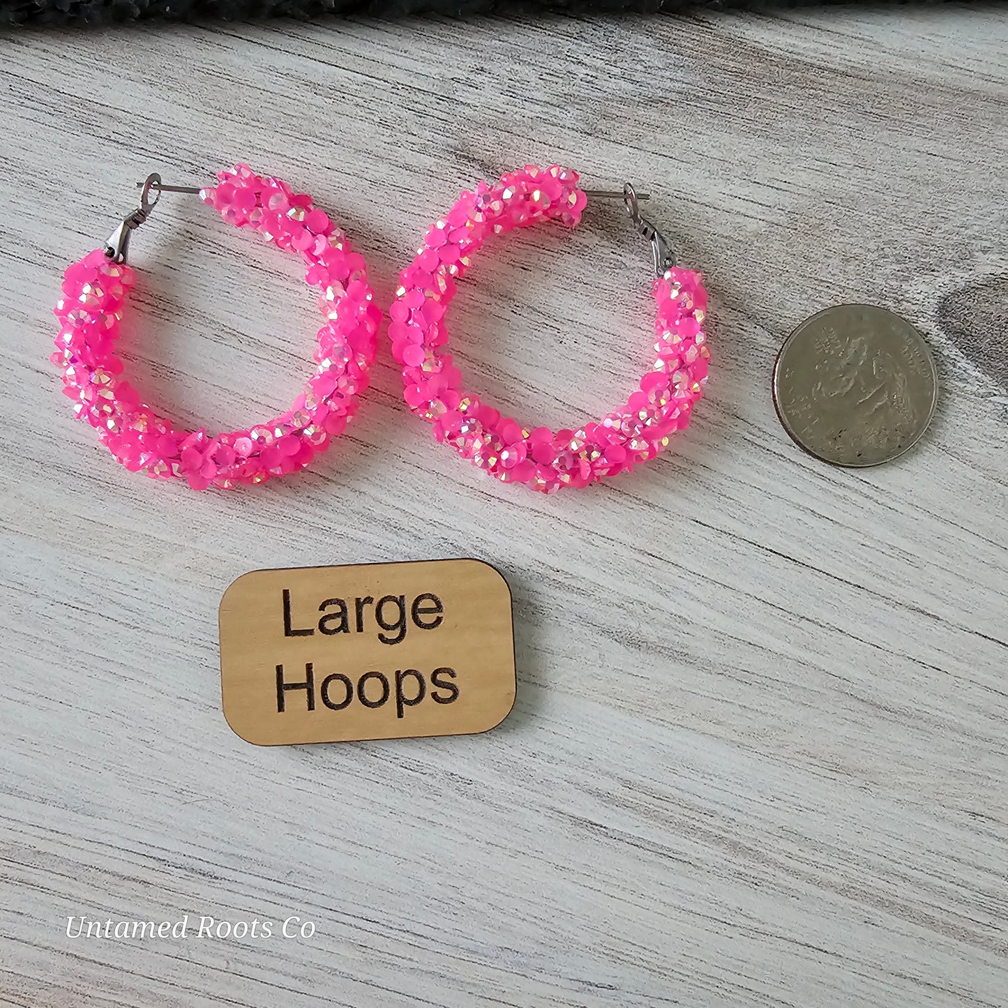 Hot Pink Super Chunky Glitter Hoops