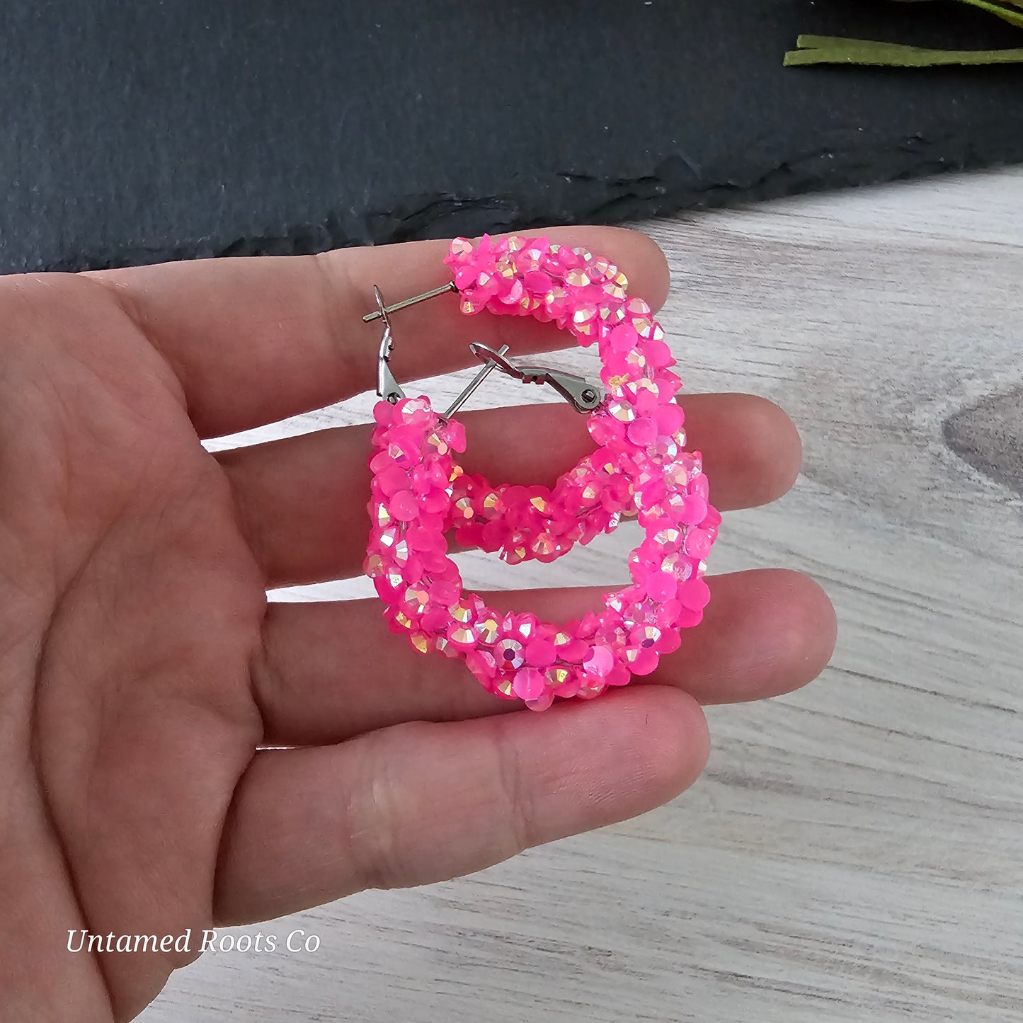 Hot Pink Super Chunky Glitter Hoops (3 sizes)