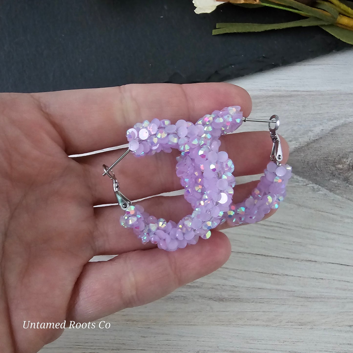 Lavender Super Chunky Glitter Hoops