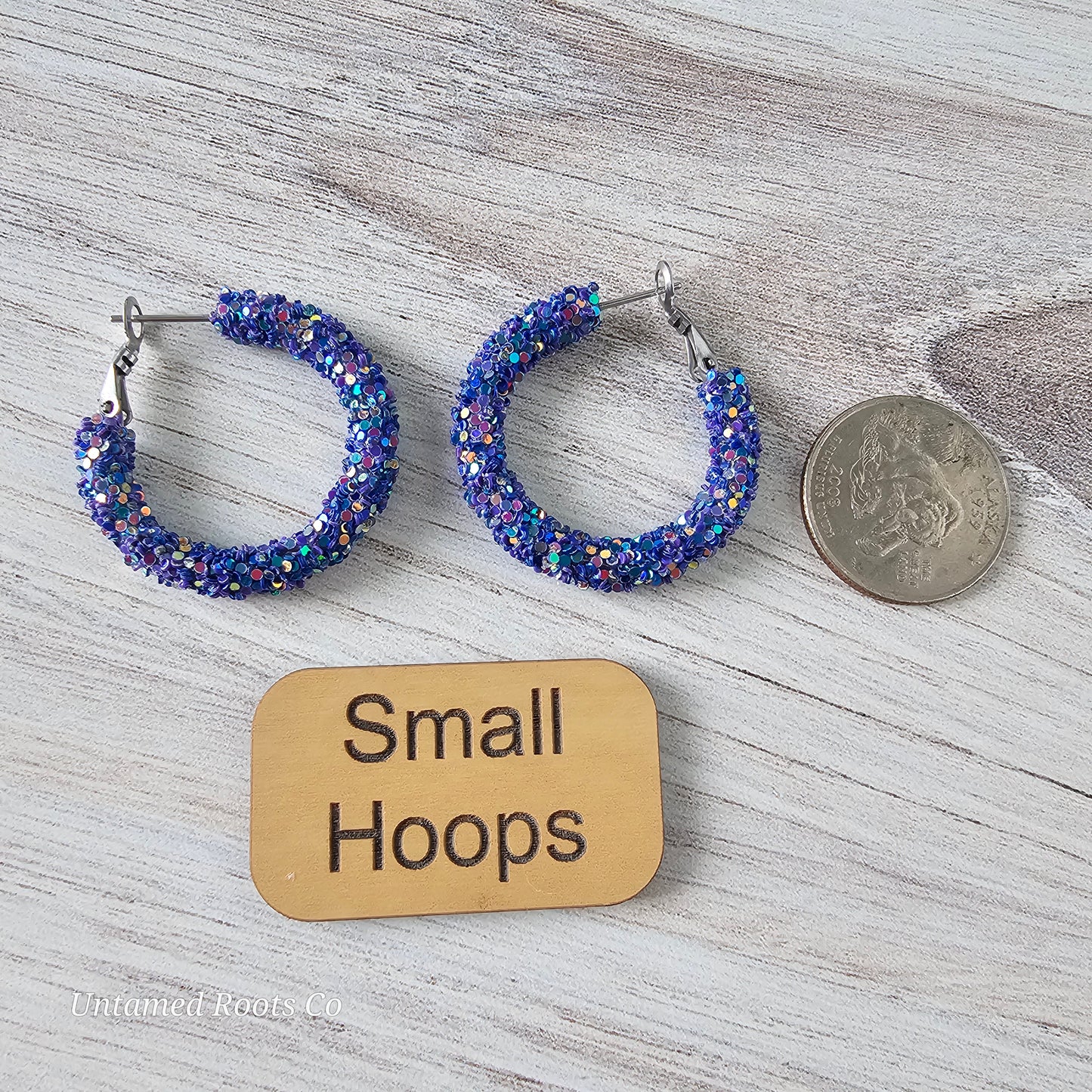 Dark Purple Glitter Hoops