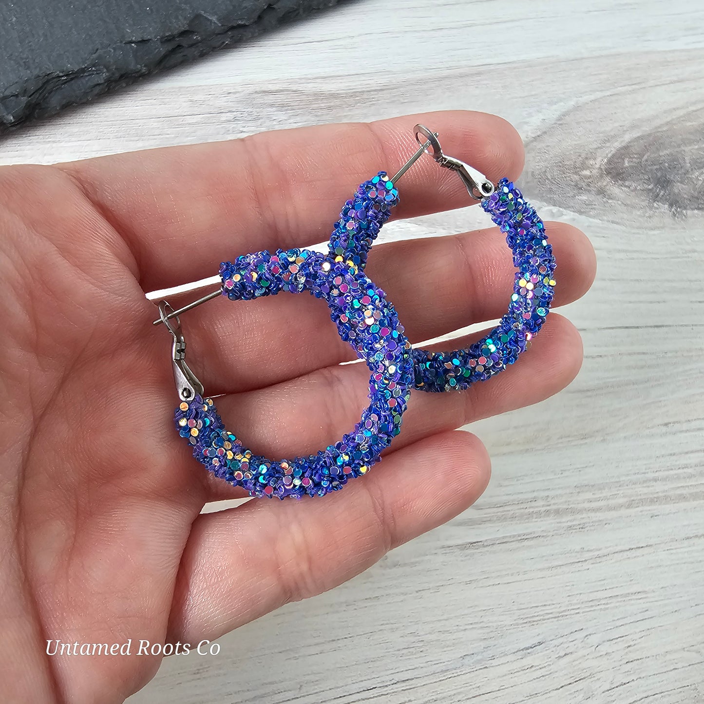 Dark Purple Glitter Hoops