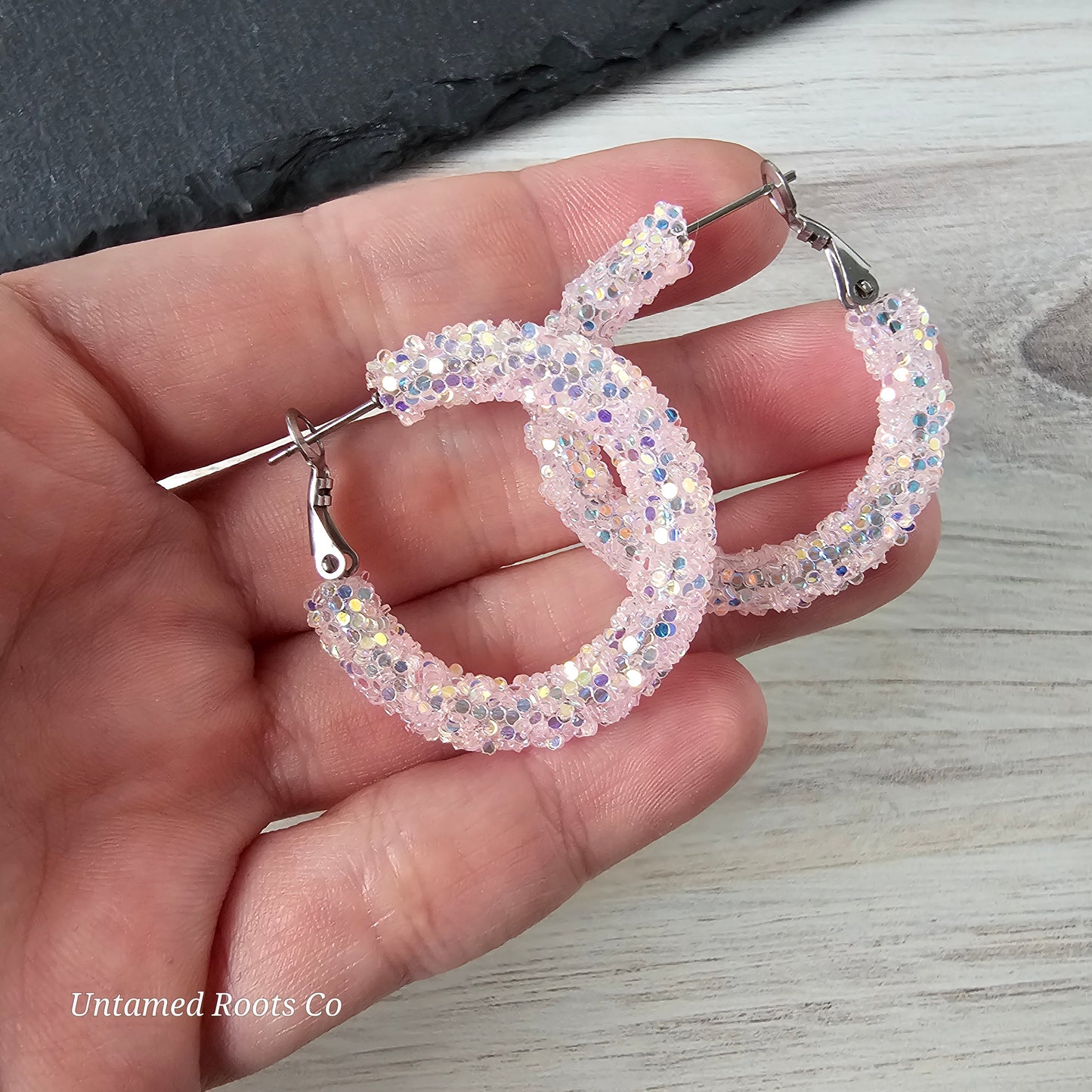 Jelly Pink Glitter Hoops