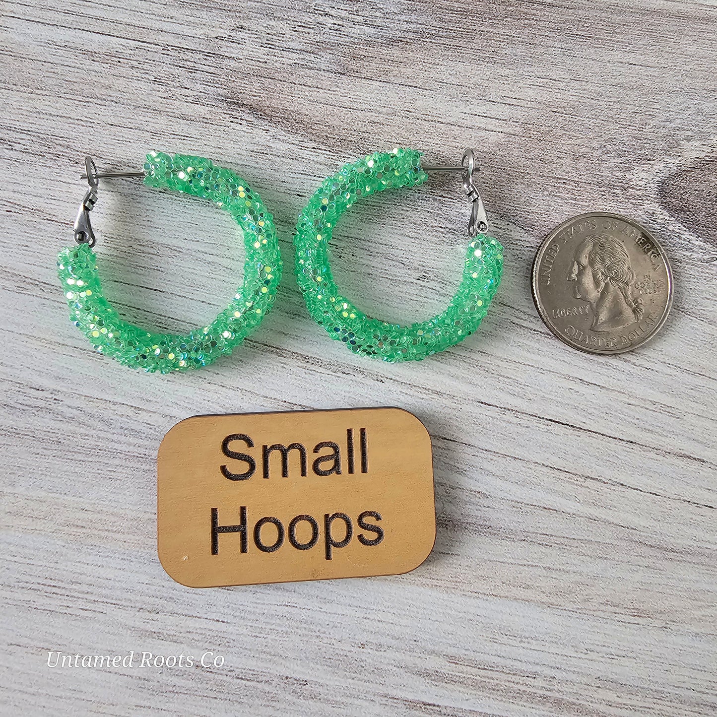 Jelly Green Glitter Hoops