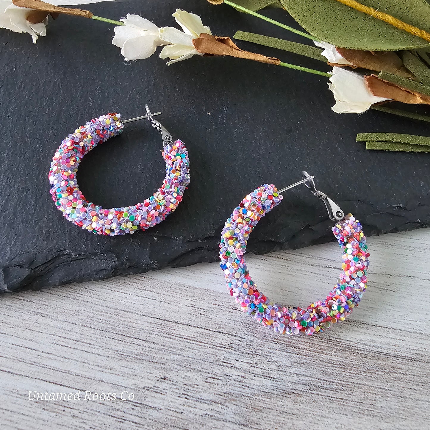 Celebration Confetti Glitter Hoops