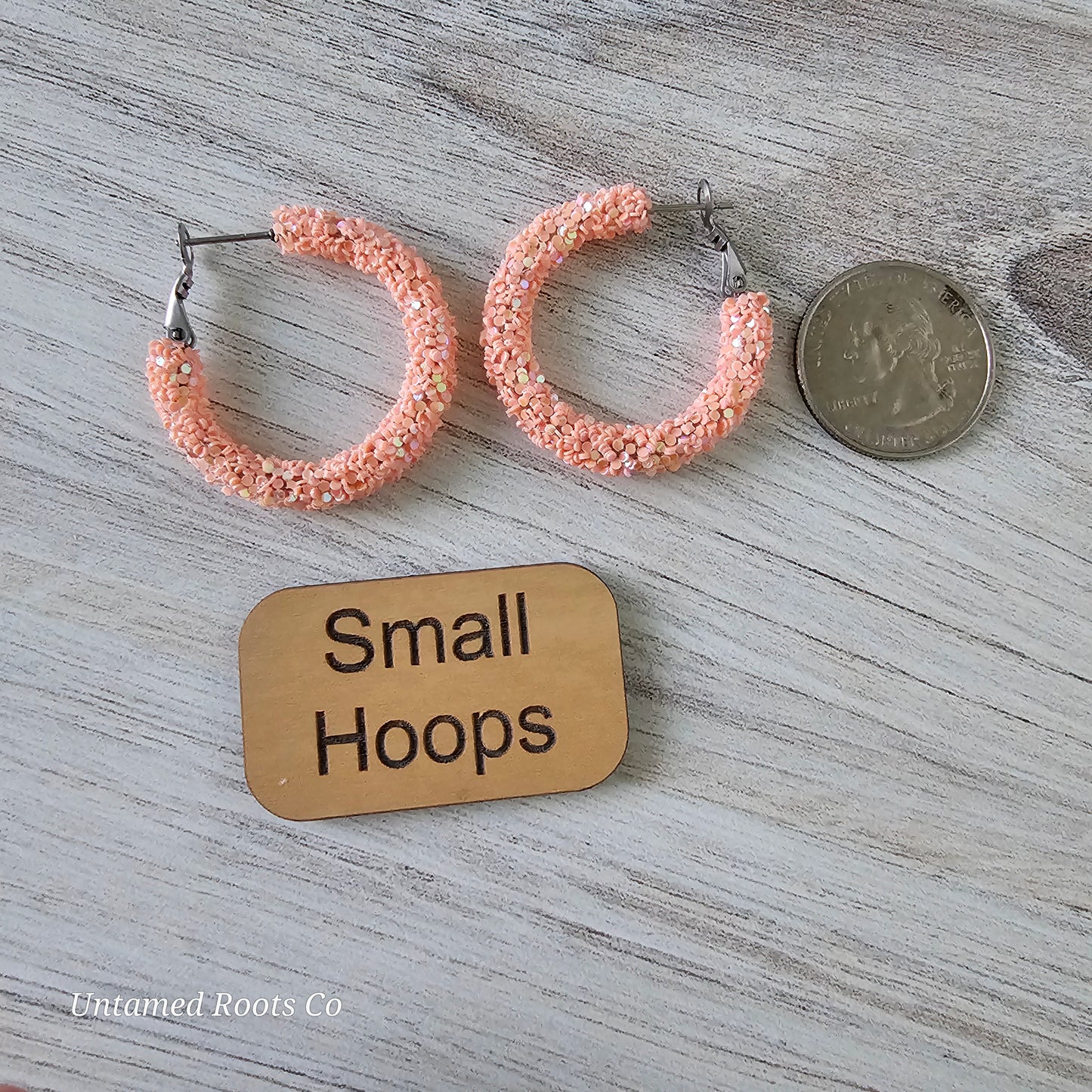 Peach Glitter Hoops