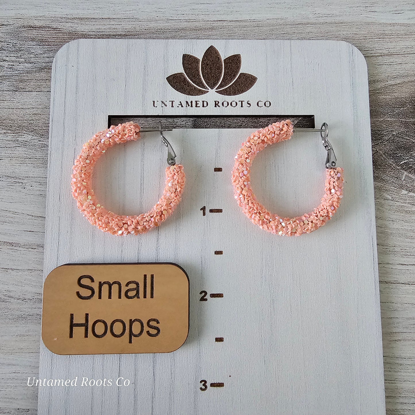 Peach Glitter Hoops