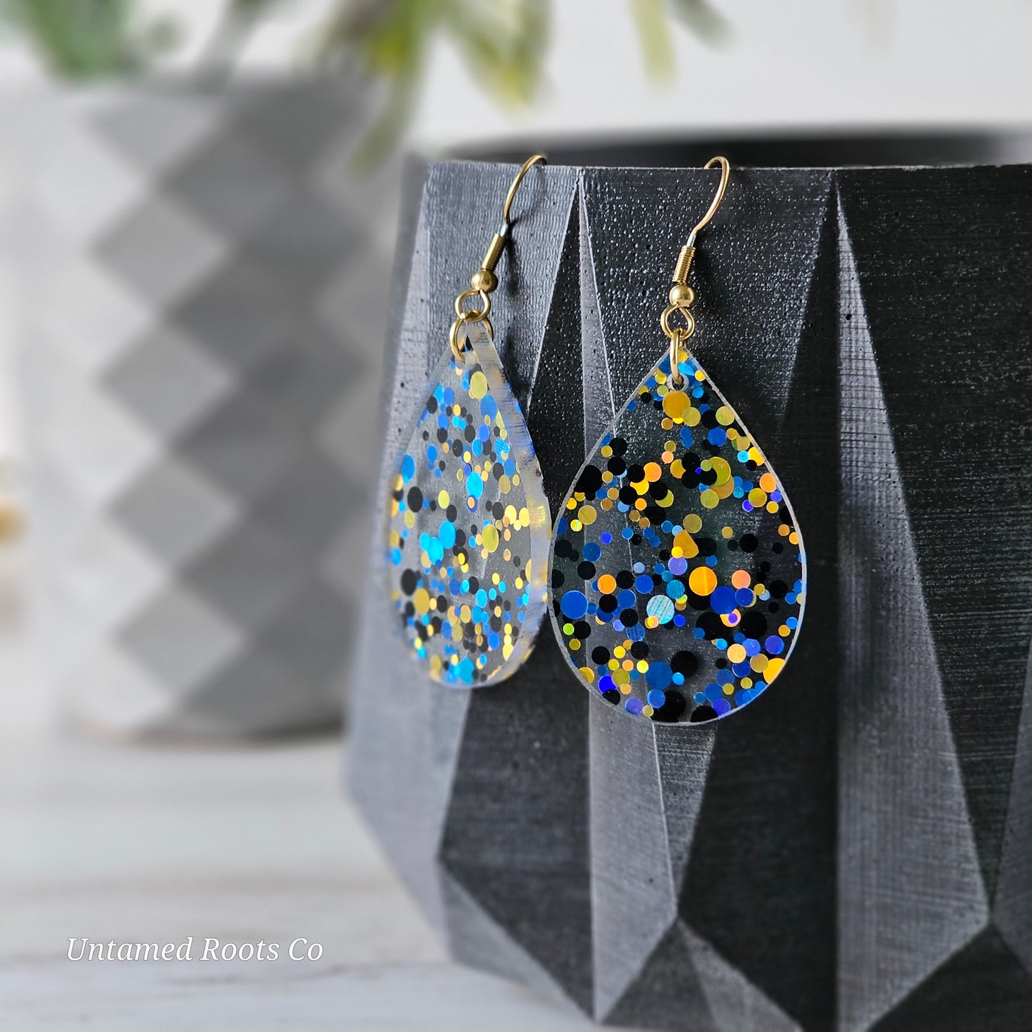 Blue & Gold Polka Dot Earrings (8 styles)