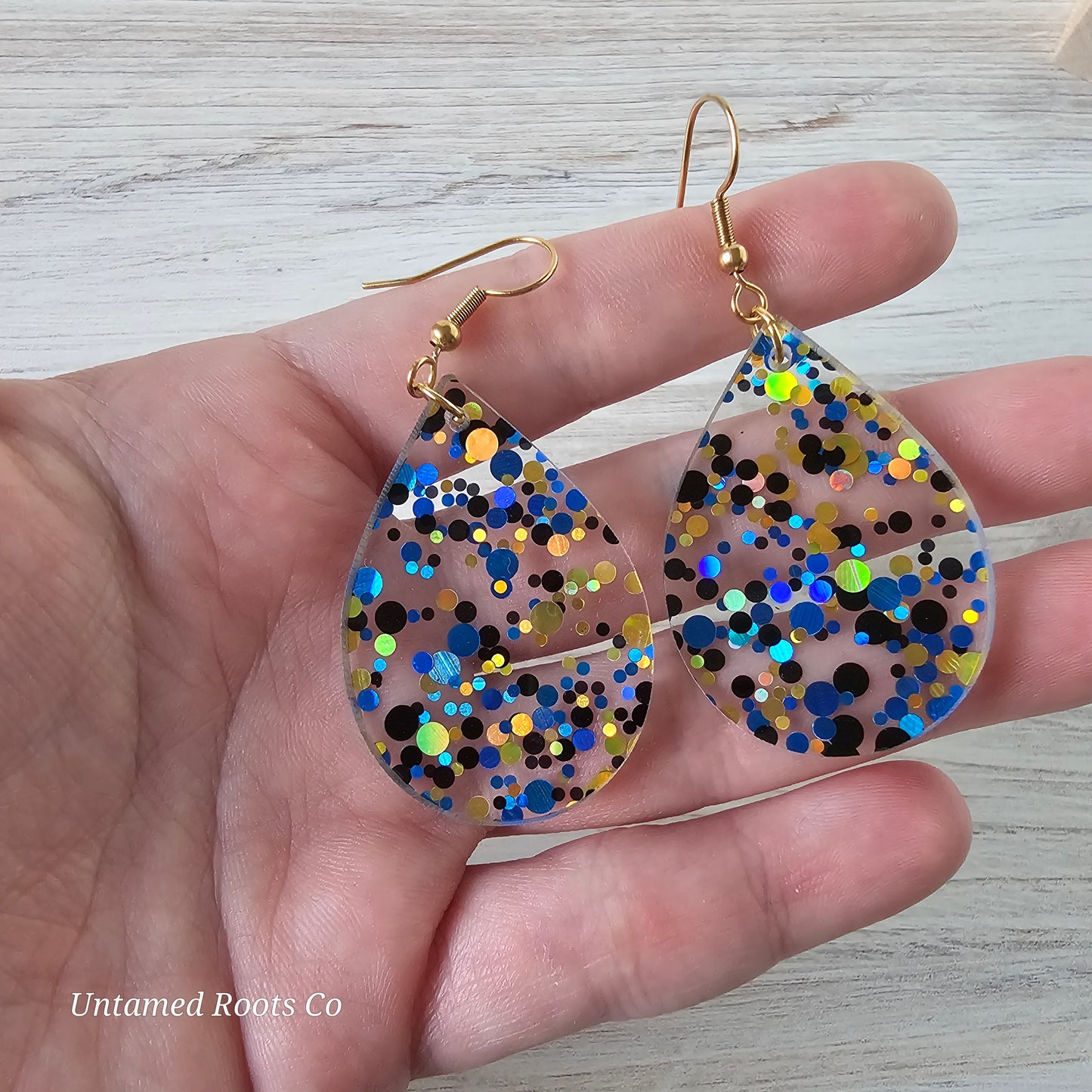 Blue & Gold Polka Dot Earrings (8 styles)