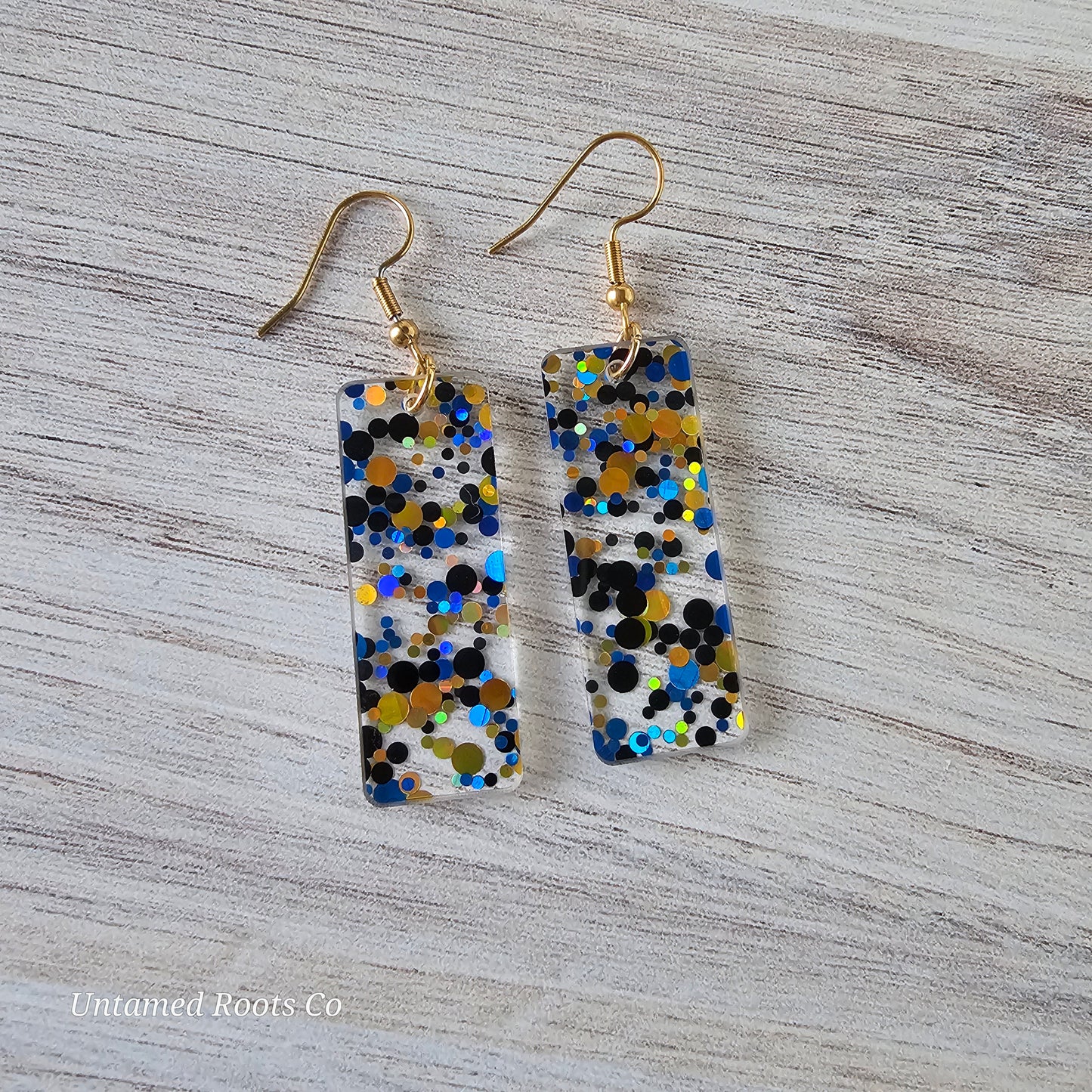 Blue & Gold Polka Dot Earrings (8 styles)