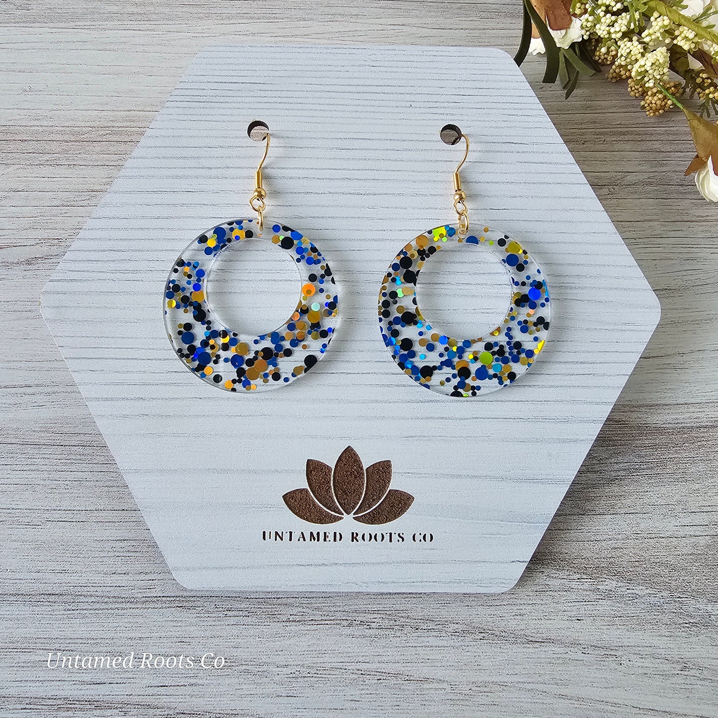 Blue & Gold Polka Dot Earrings (8 styles)